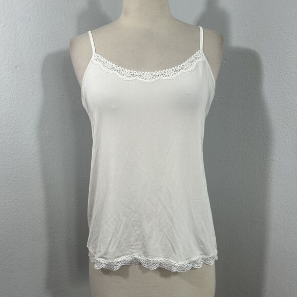 Jockey Top Womens XL White‎ Lace Trim Camisole Feminine Fairy Y2K - Picture 1 of 8